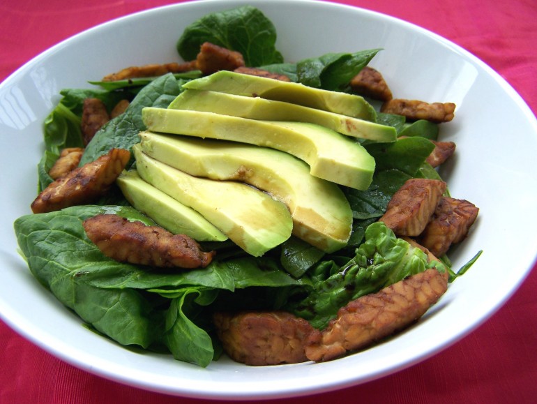 Smoky tempeh avocado salad, vegan